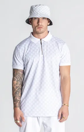 White Clone Zip Polo