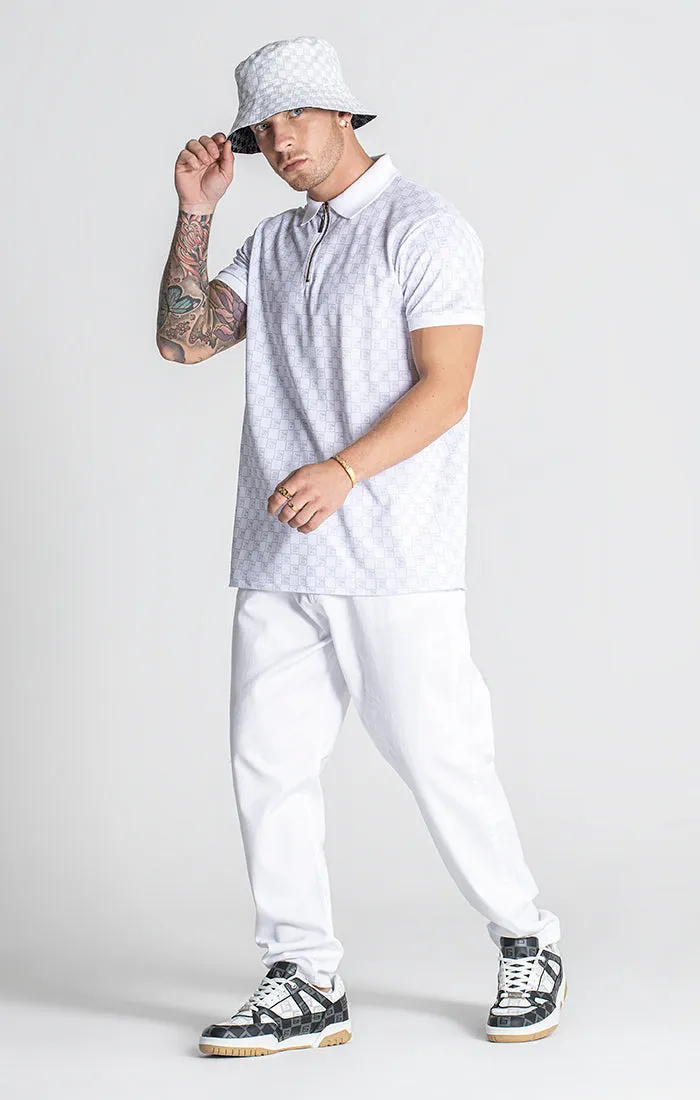 White Clone Zip Polo