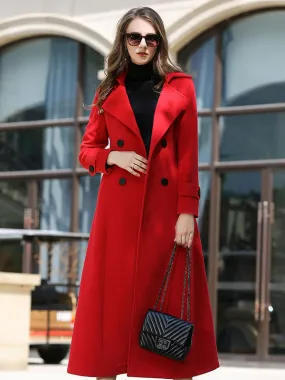 Winter Coat For Woman Lapel Cozy Long Coat With Belt