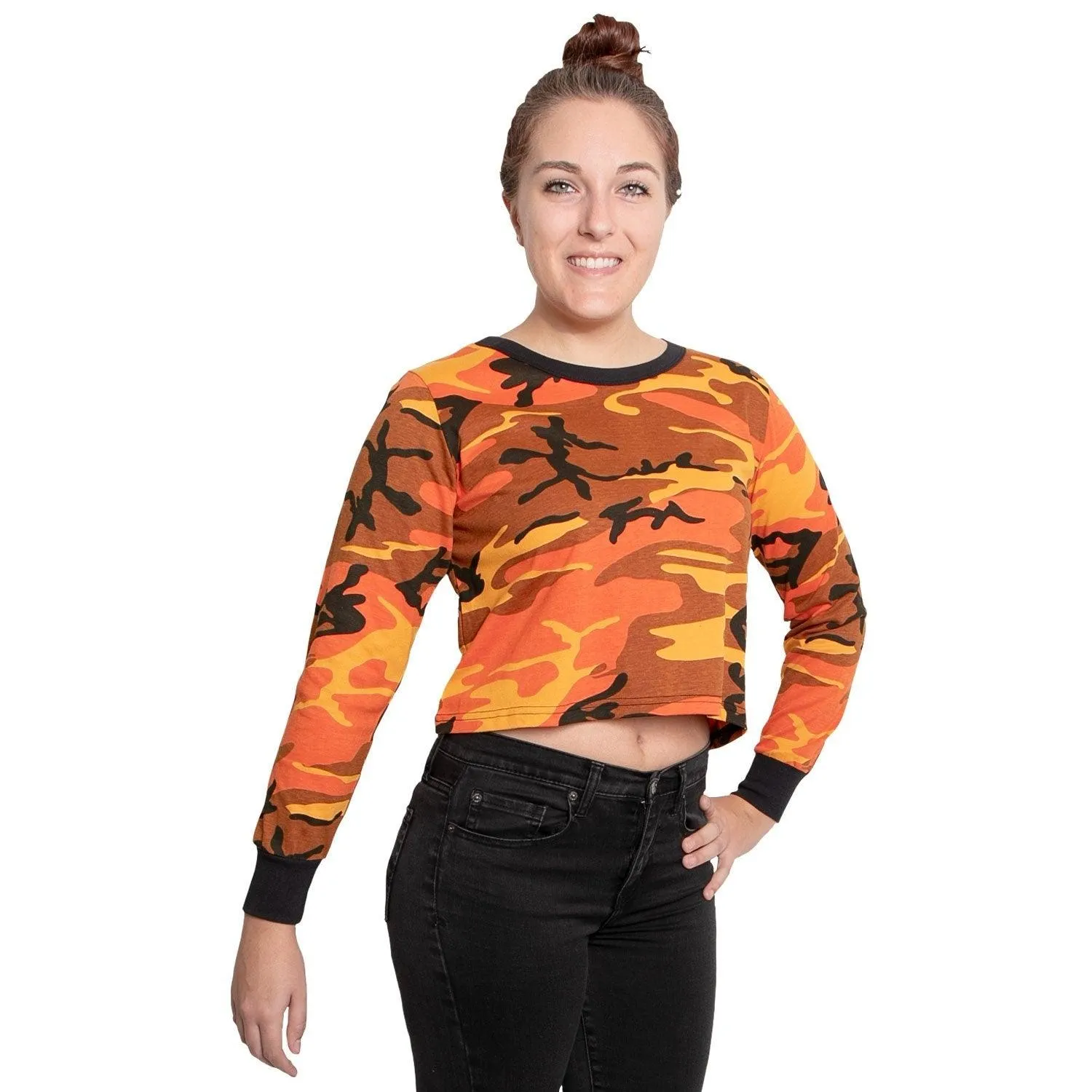 Women's Camo Long Sleeve Crop Top