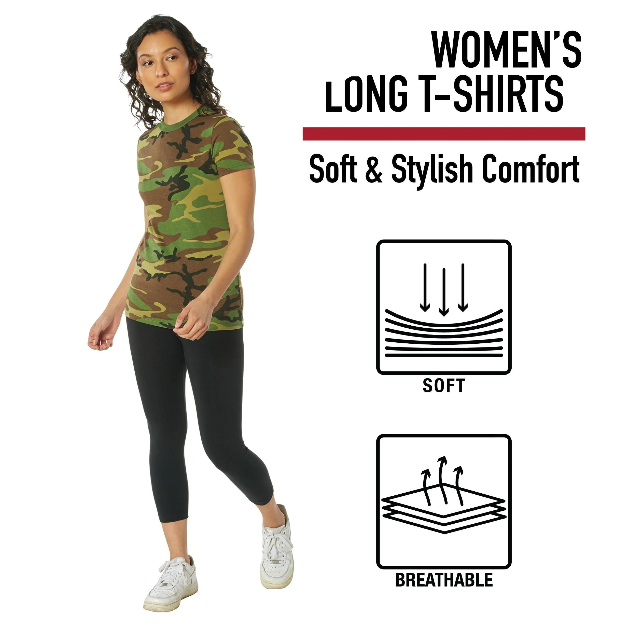 Womens Long Length Camo T-Shirt