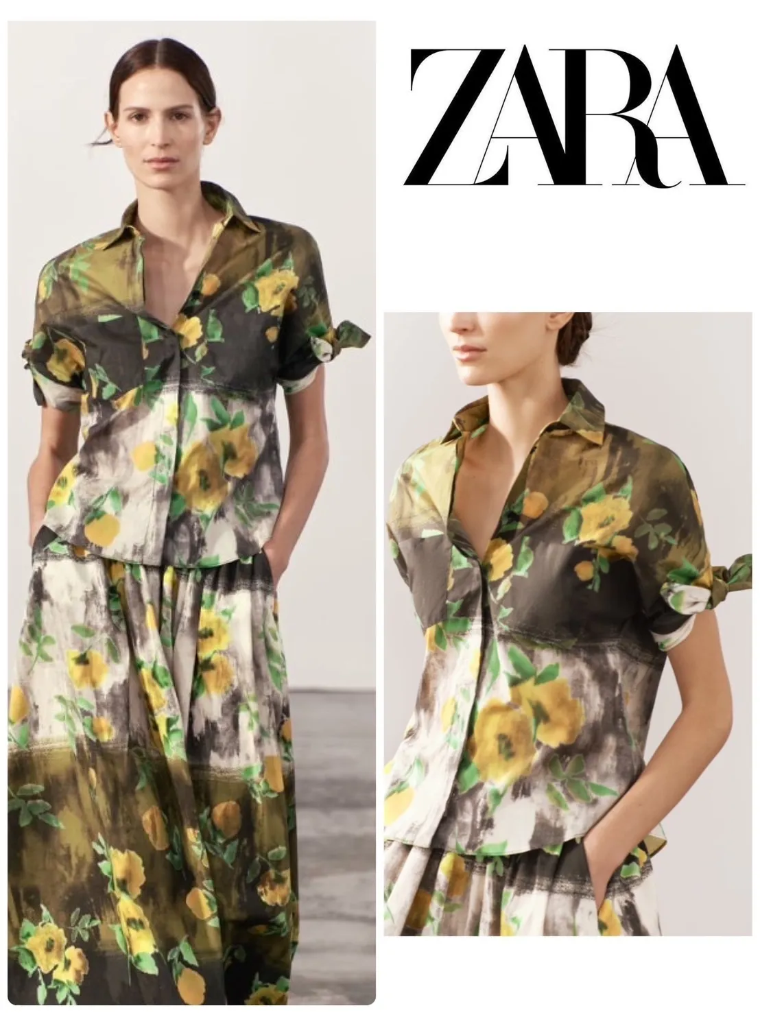 ZARA  |ZW COLLECTION FLORAL PRINT SHIRT