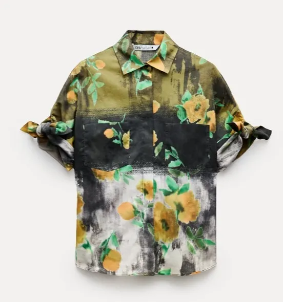 ZARA  |ZW COLLECTION FLORAL PRINT SHIRT