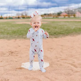 Zippered Footie in Vintage Baseball