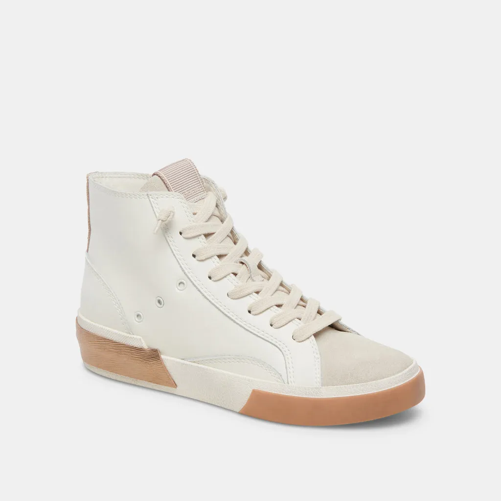 Zohara Sneakers White Tan Leather | Women's High-Top Sneakers– Dolce Vita 6908082028610