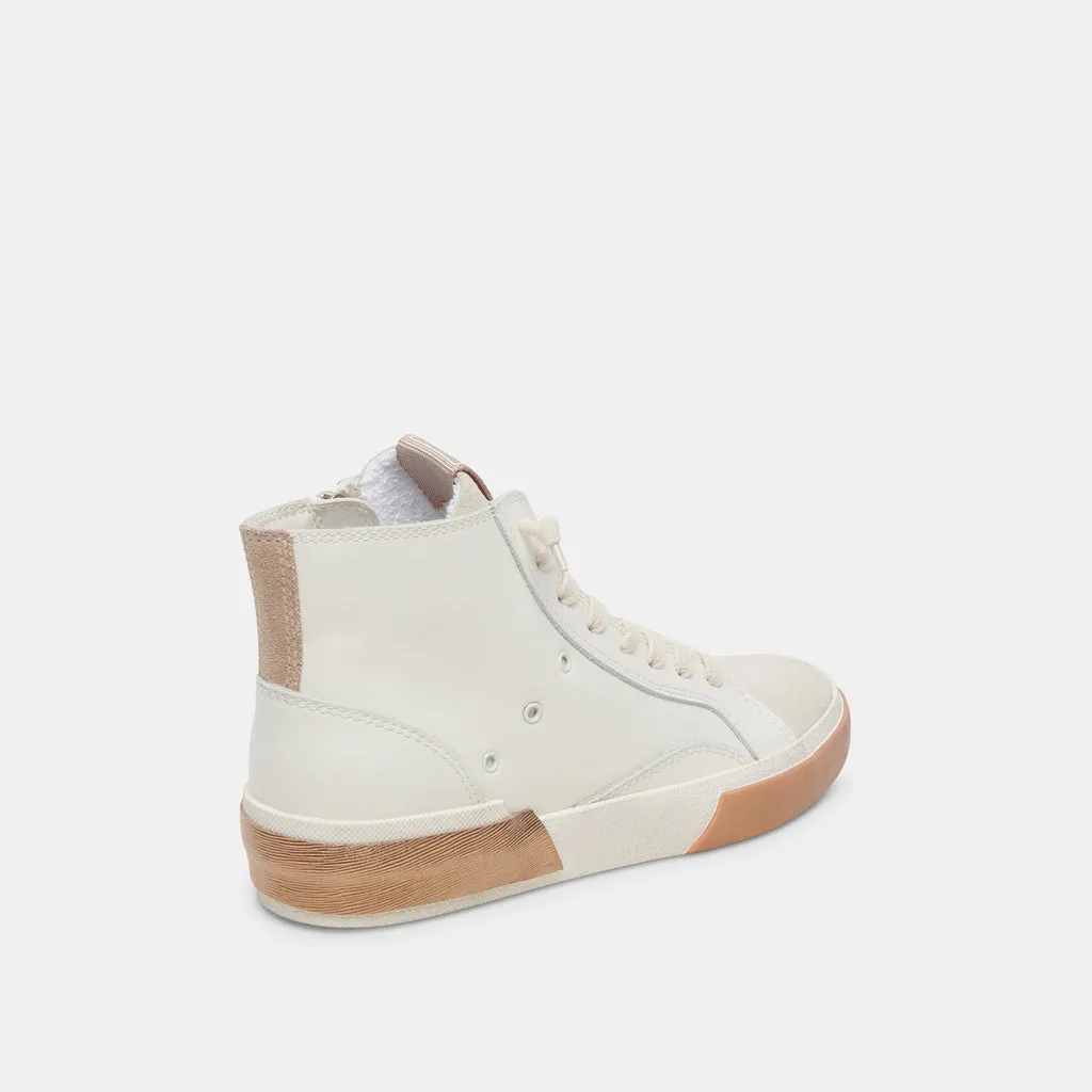 Zohara Sneakers White Tan Leather | Women's High-Top Sneakers– Dolce Vita 6908082028610