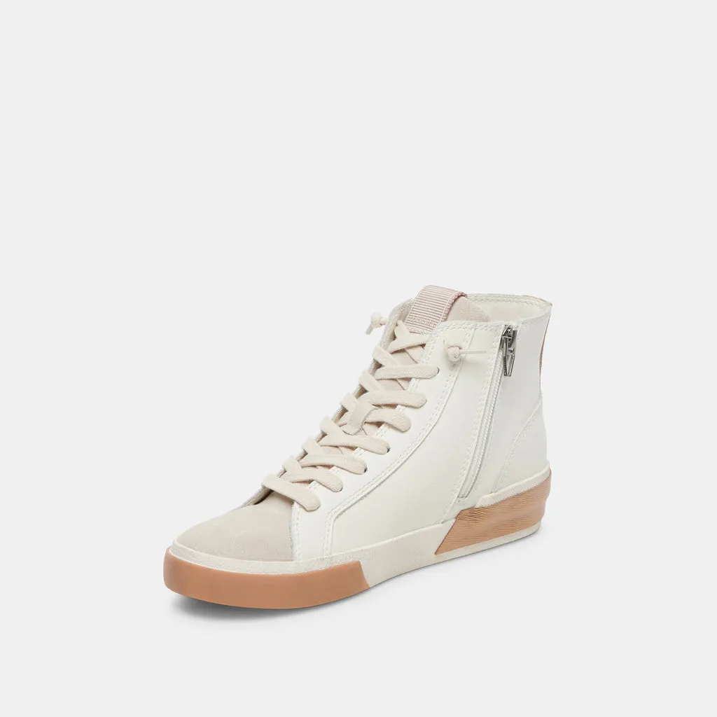 Zohara Sneakers White Tan Leather | Women's High-Top Sneakers– Dolce Vita 6908082028610