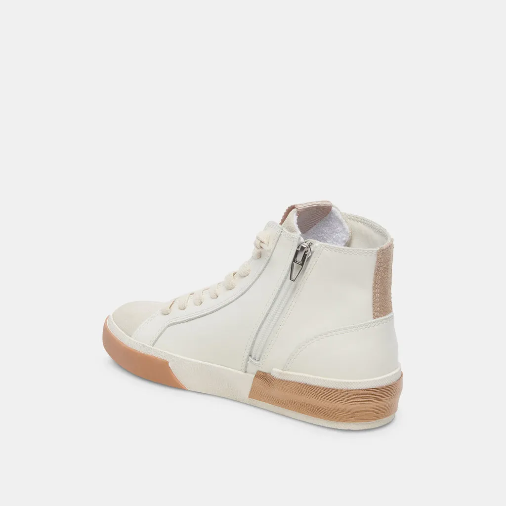 Zohara Sneakers White Tan Leather | Women's High-Top Sneakers– Dolce Vita 6908082028610